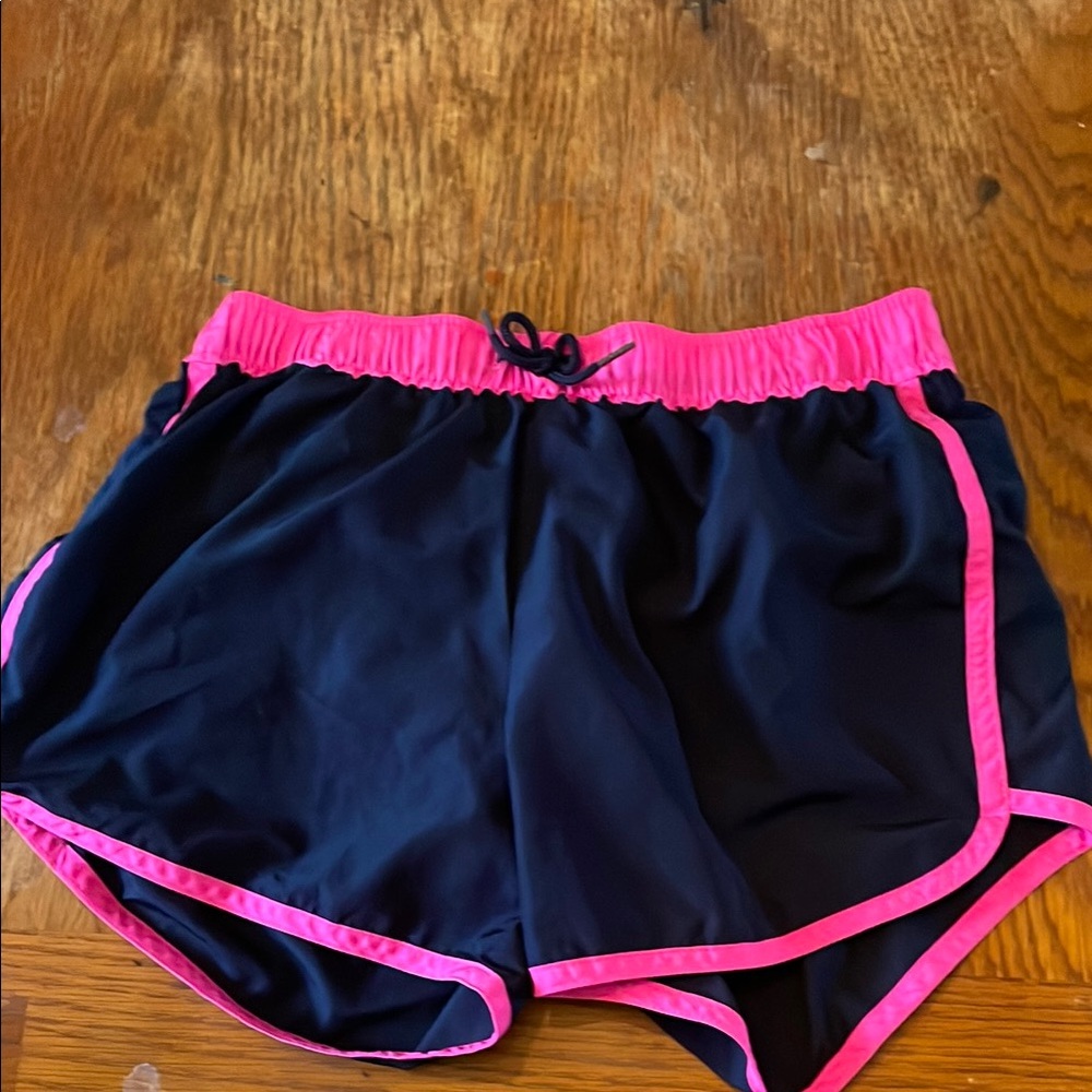 Girls Black and Pink Athletic Swim Shorts